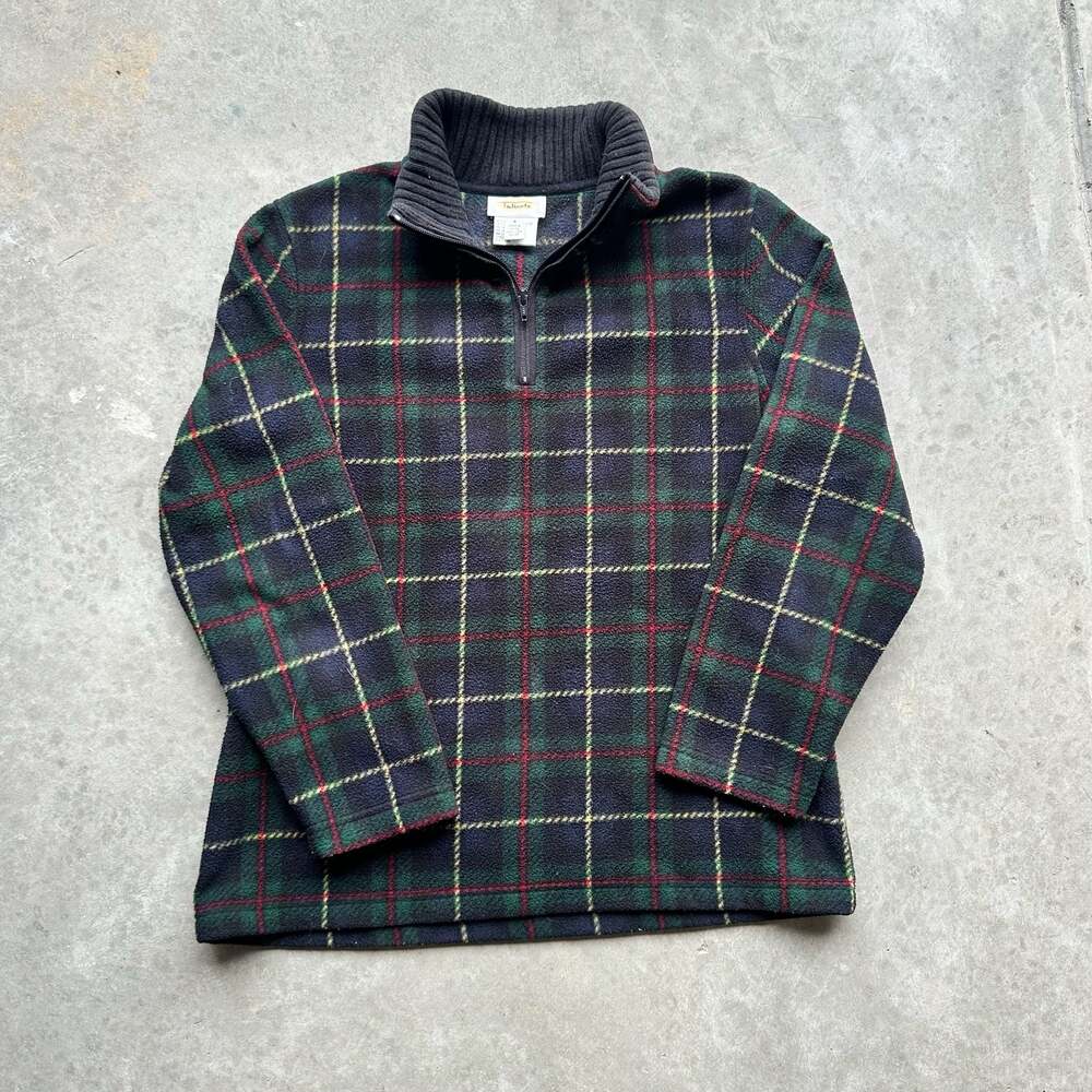 Talbots Women's Tartan Plaid 1/4 Zip Fleece Pullover